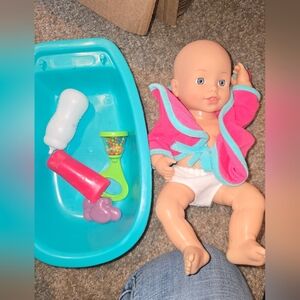 Baby Doll Bath Playset – Doll, Tub & Accessories
